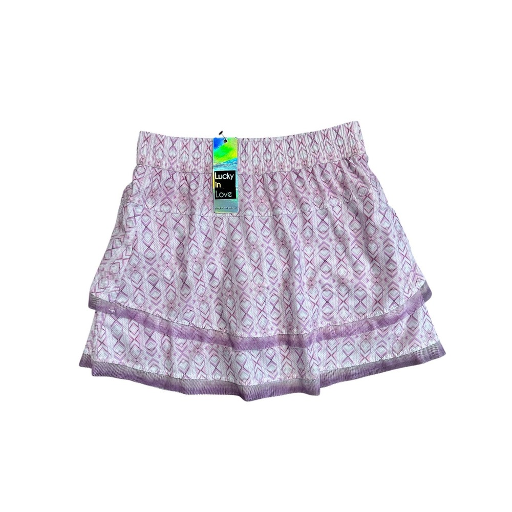 Lucky in Love NWT Tennis Skort Pink Geometric Ruffle Lace Skort Sizer Small